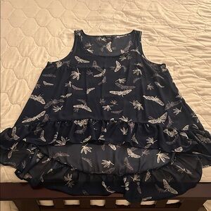 Torrid Navy Blue Sleeveless Top Tunic with Dragonfly Print